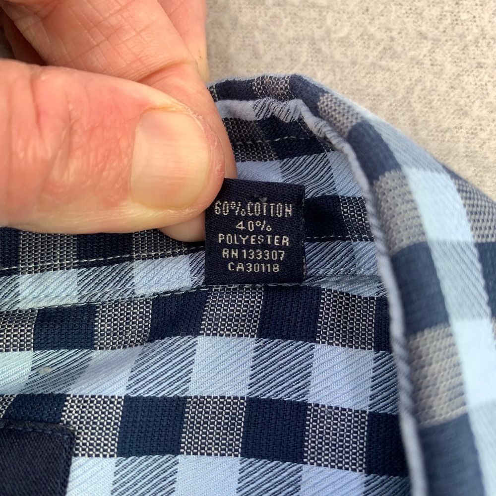 Ben Sherman Tailoring Dress Shirt Mens M Blue Gingham Long Sleeve Button Front - Picture 6 of 9